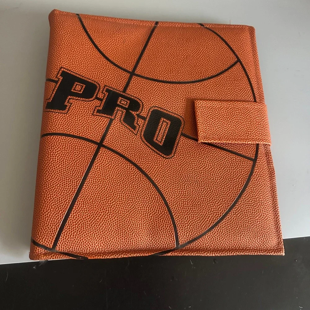 Vintage Pen-Tab Basketball Textured 3 Ring Binder Pro Sports Organizer Orange